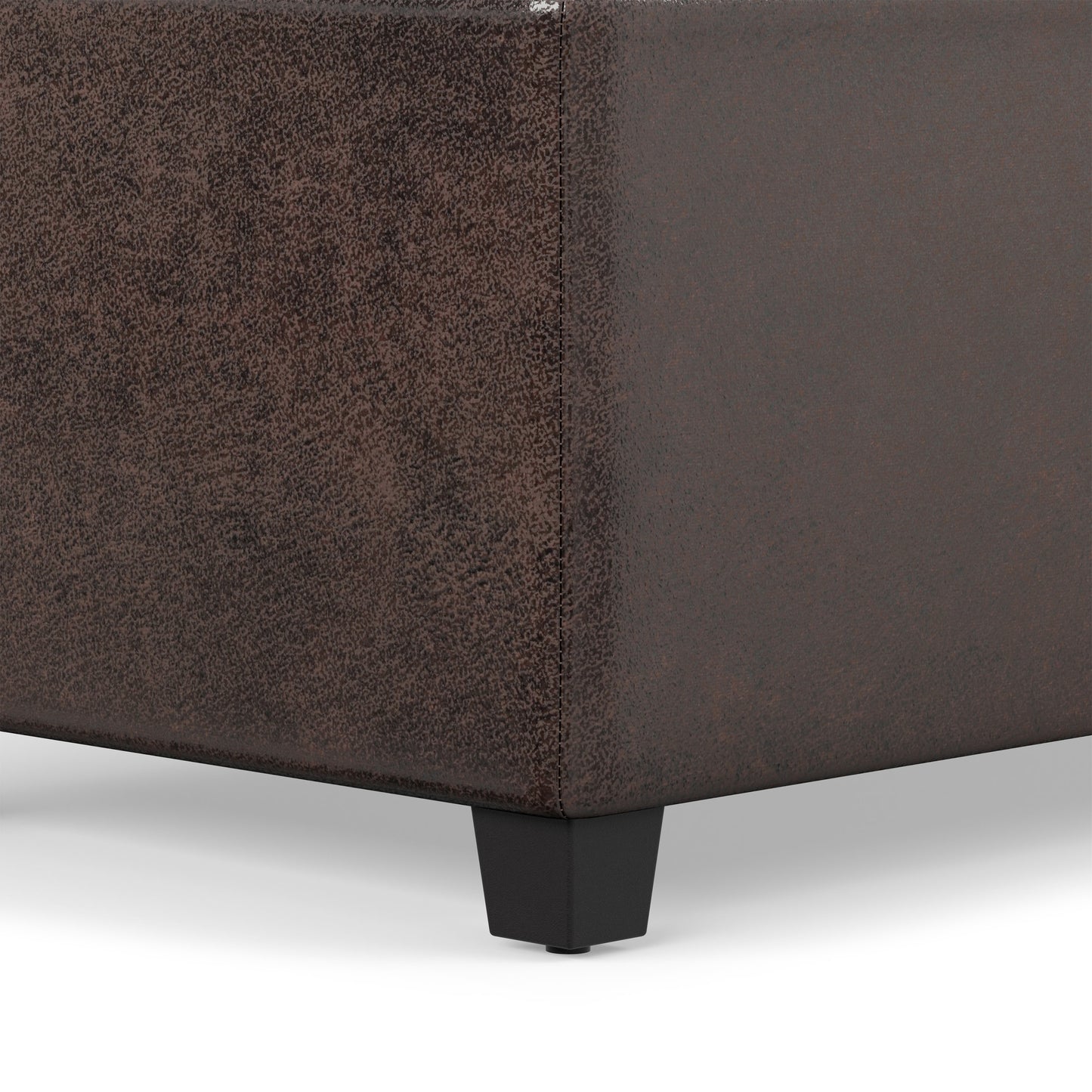 Distressed Brown Distressed Vegan Leather | Avalon Extra Large Storage Ottoman in Distressed Vegan Leather
