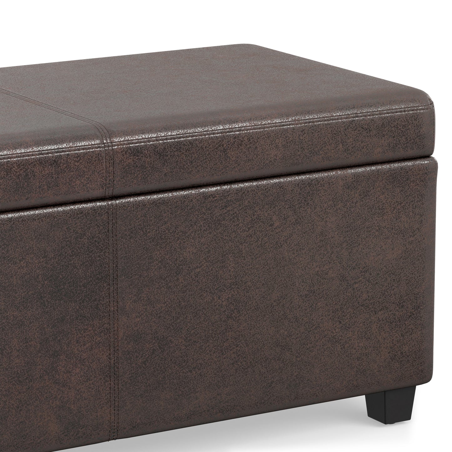 Distressed Brown Distressed Vegan Leather | Avalon Extra Large Storage Ottoman in Distressed Vegan Leather