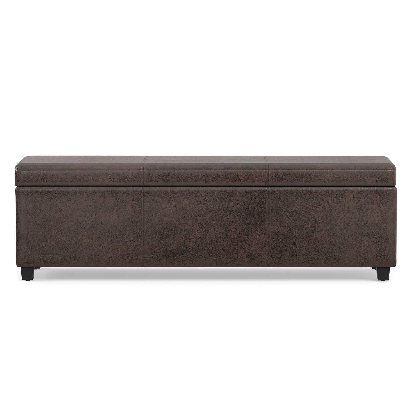 Distressed Brown Distressed Vegan Leather | Avalon Extra Large Storage Ottoman in Distressed Vegan Leather
