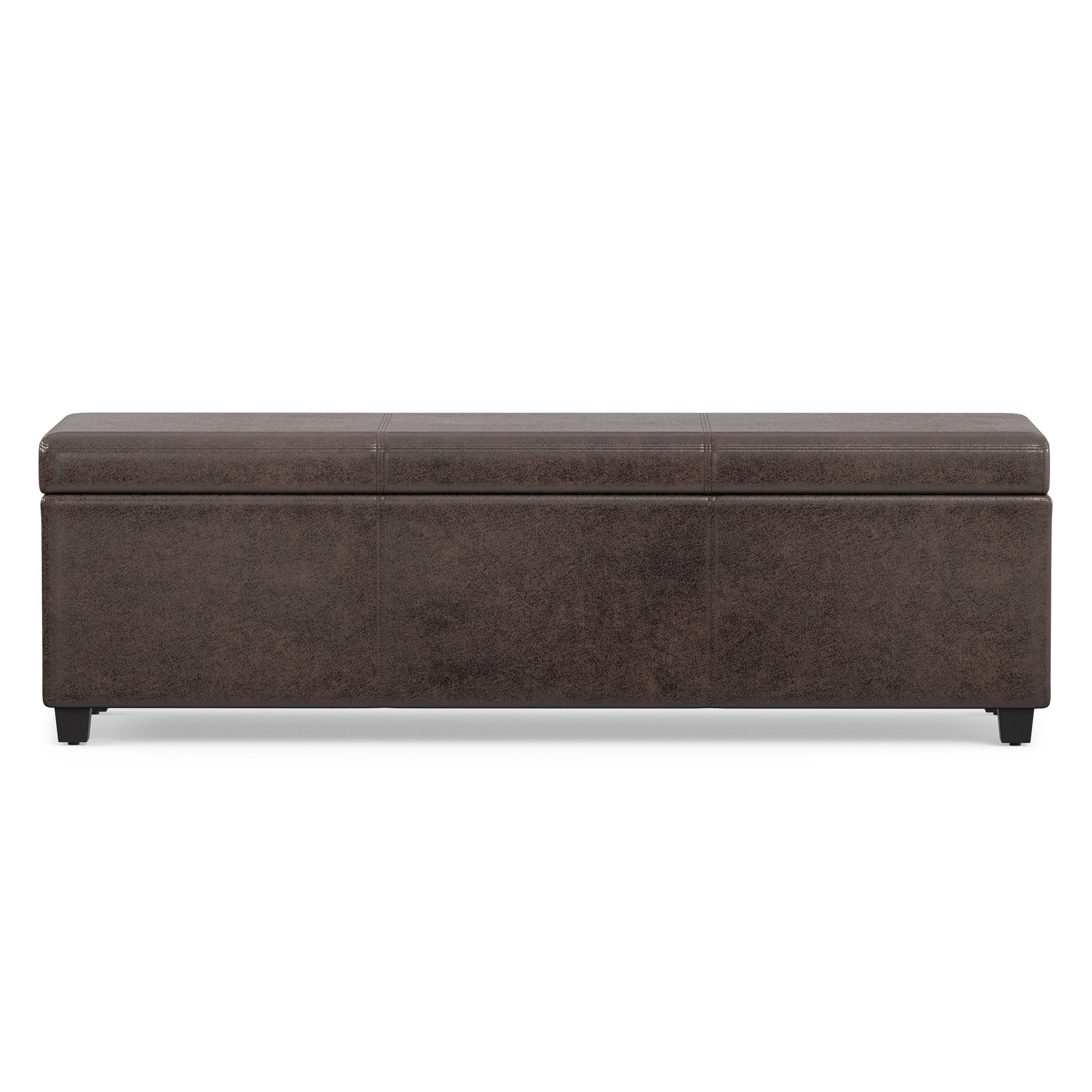 Distressed Brown Distressed Vegan Leather | Avalon Extra Large Storage Ottoman in Distressed Vegan Leather