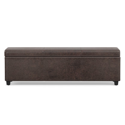 Distressed Brown Distressed Vegan Leather | Avalon Extra Large Storage Ottoman in Distressed Vegan Leather