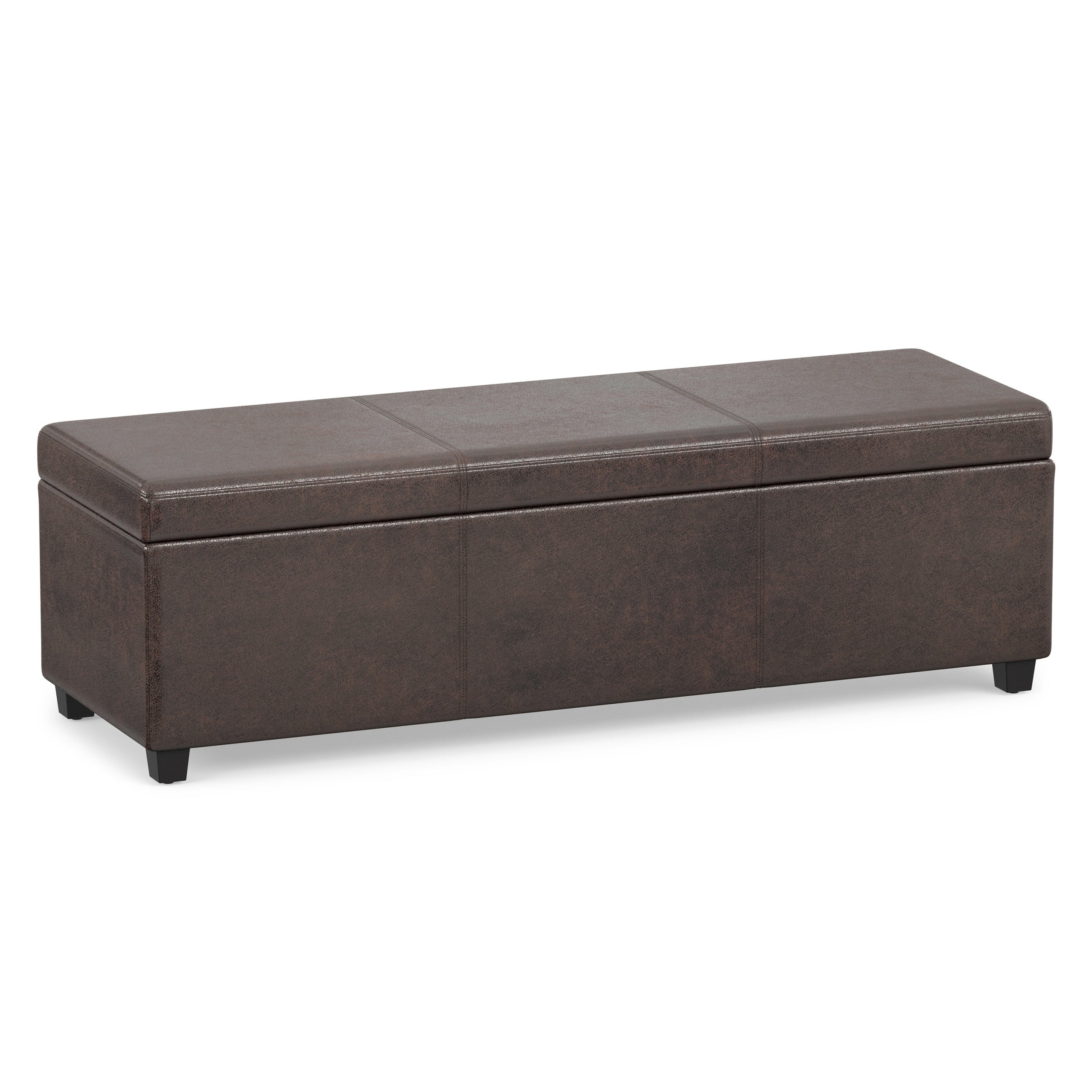 Distressed Brown Distressed Vegan Leather | Avalon Extra Large Storage Ottoman in Distressed Vegan Leather