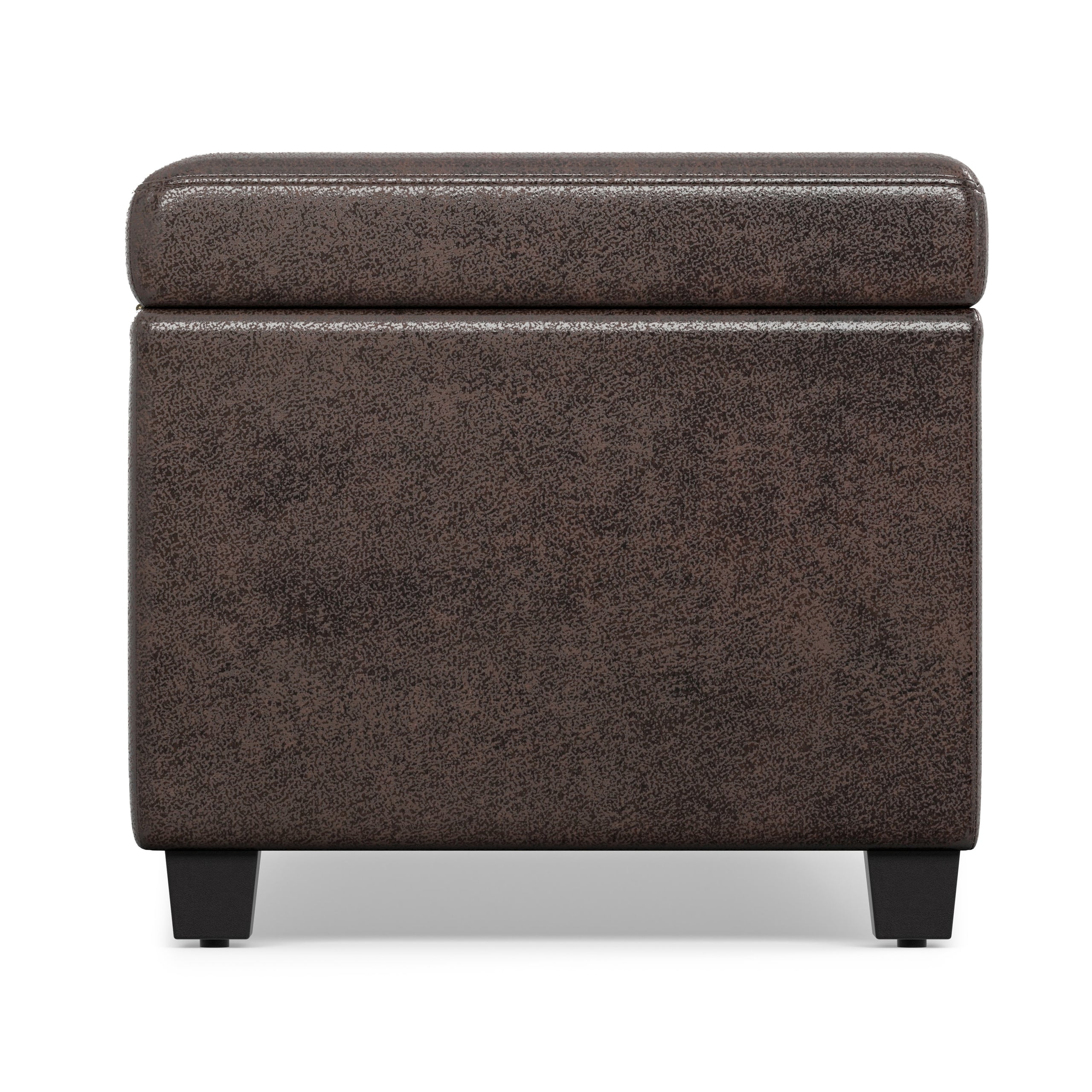 Distressed Brown Distressed Vegan Leather | Avalon Extra Large Storage Ottoman in Distressed Vegan Leather