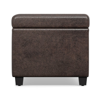 Distressed Brown Distressed Vegan Leather | Avalon Extra Large Storage Ottoman in Distressed Vegan Leather