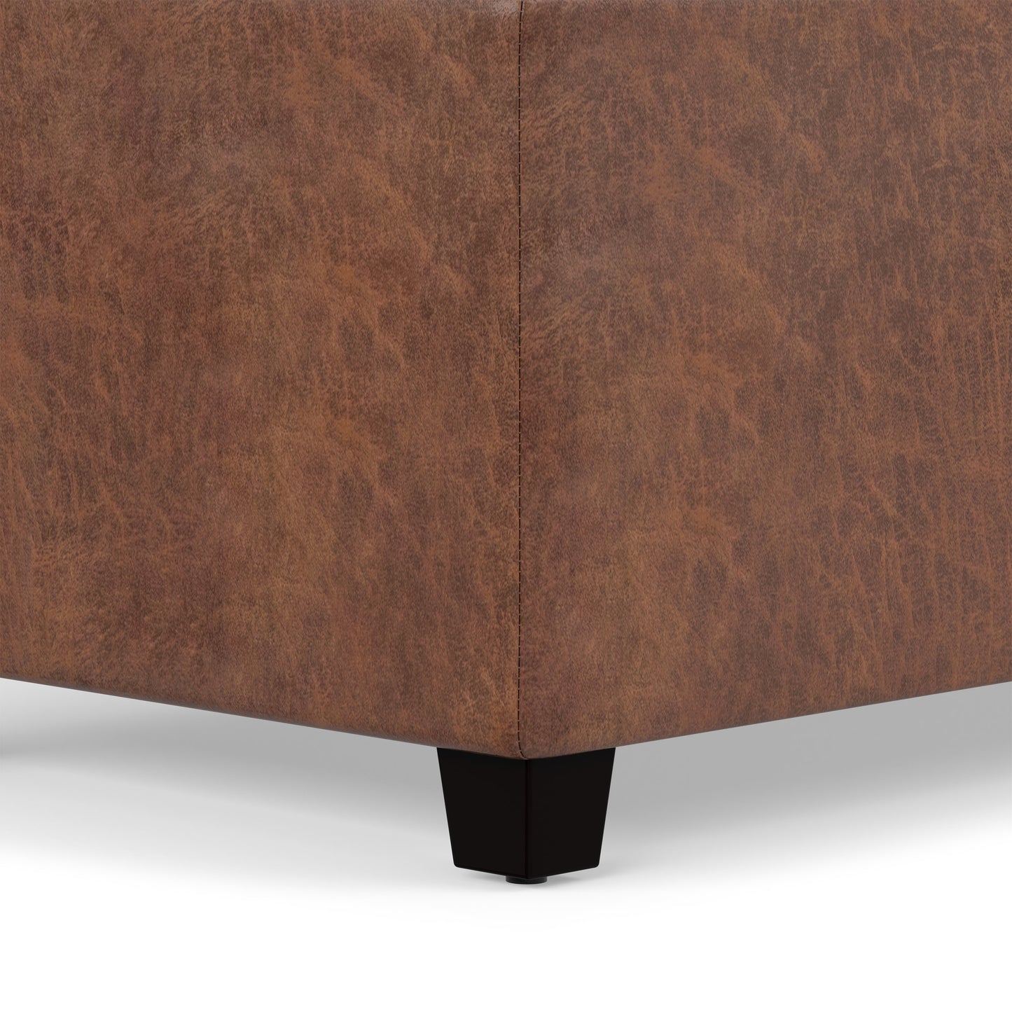 Distressed Saddle Brown Distressed Vegan Leather | Avalon Extra Large Storage Ottoman in Distressed Vegan Leather