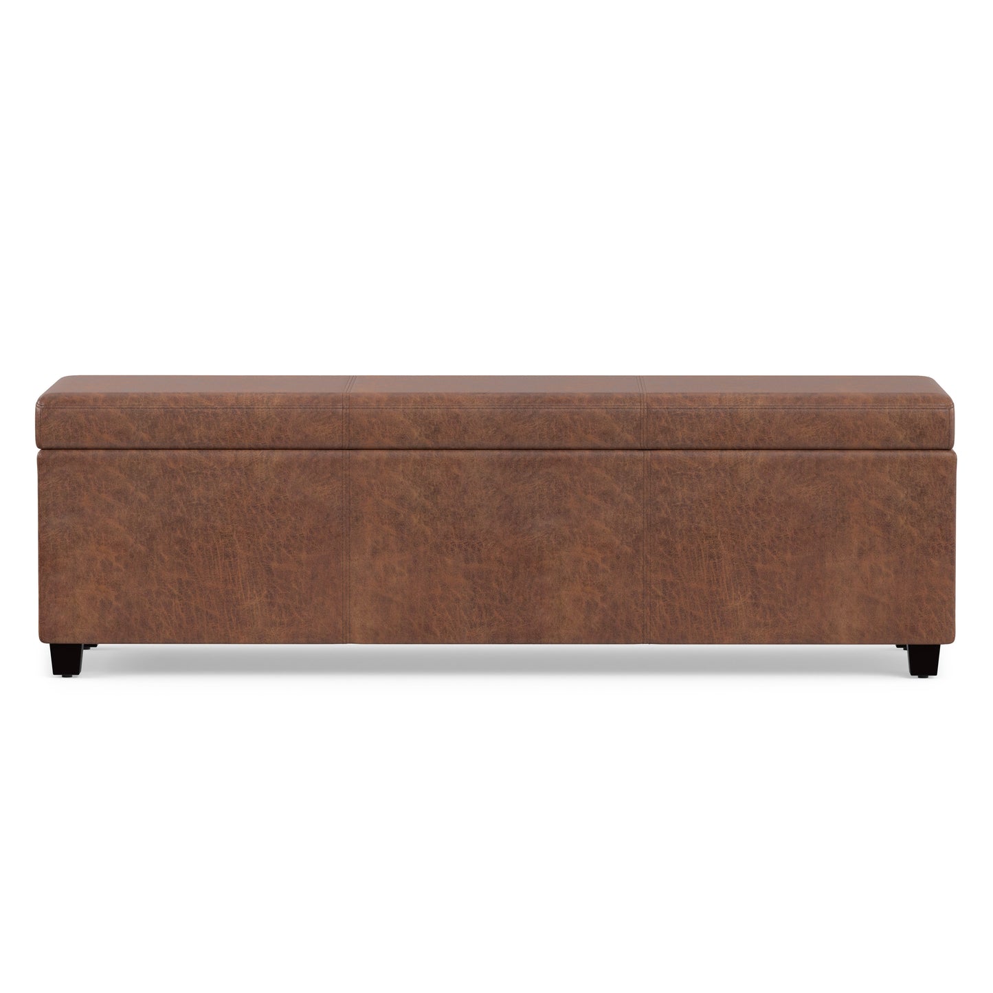 Distressed Saddle Brown Distressed Vegan Leather | Avalon Extra Large Storage Ottoman in Distressed Vegan Leather