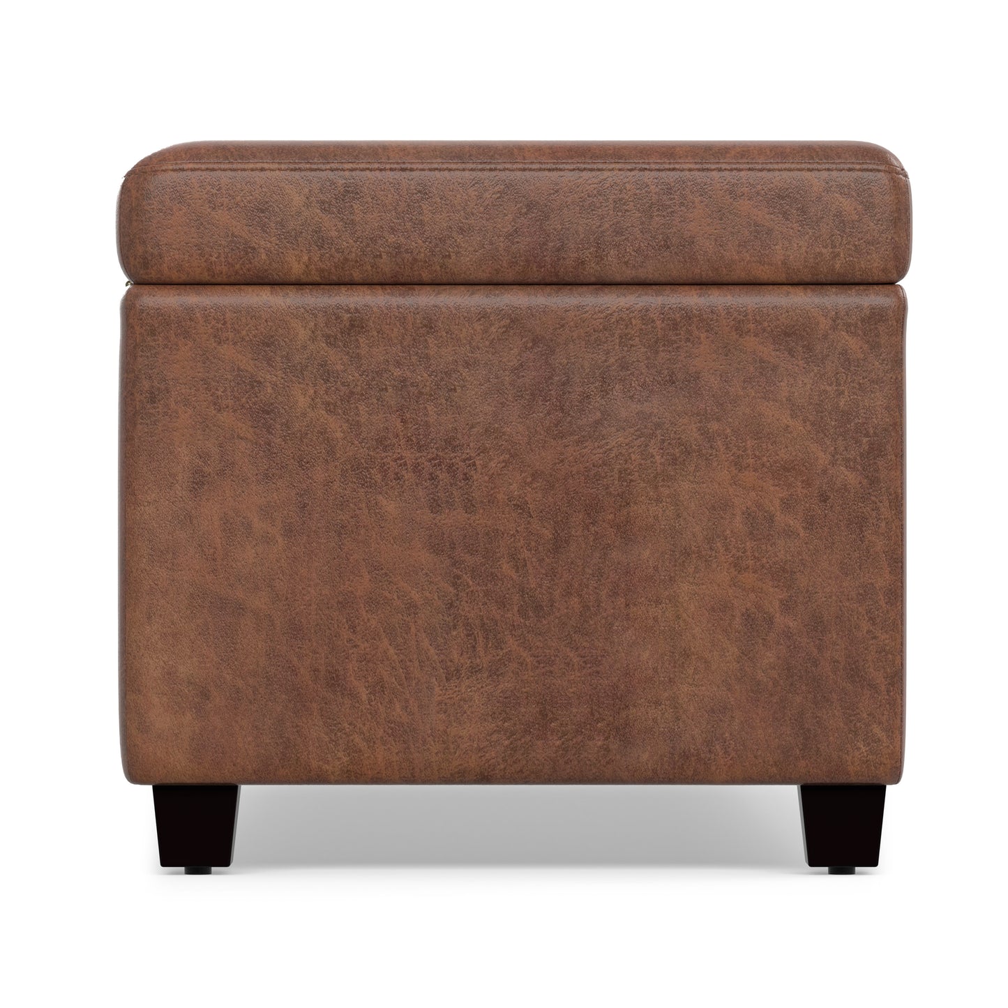 Distressed Saddle Brown Distressed Vegan Leather | Avalon Extra Large Storage Ottoman in Distressed Vegan Leather