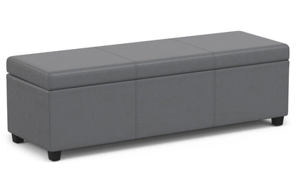 Stone Grey Vegan Leather | Avalon Extra Large Storage Ottoman Bench
