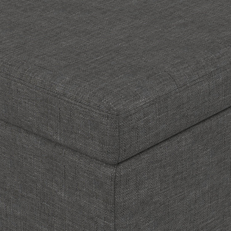 Slate Grey Linen Style Fabric | Avalon Extra Large Storage Ottoman in Linen
