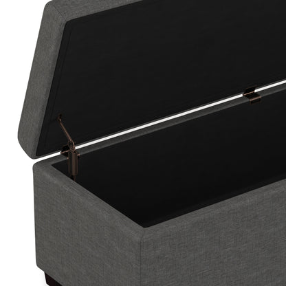 Slate Grey Linen Style Fabric | Avalon Extra Large Storage Ottoman in Linen