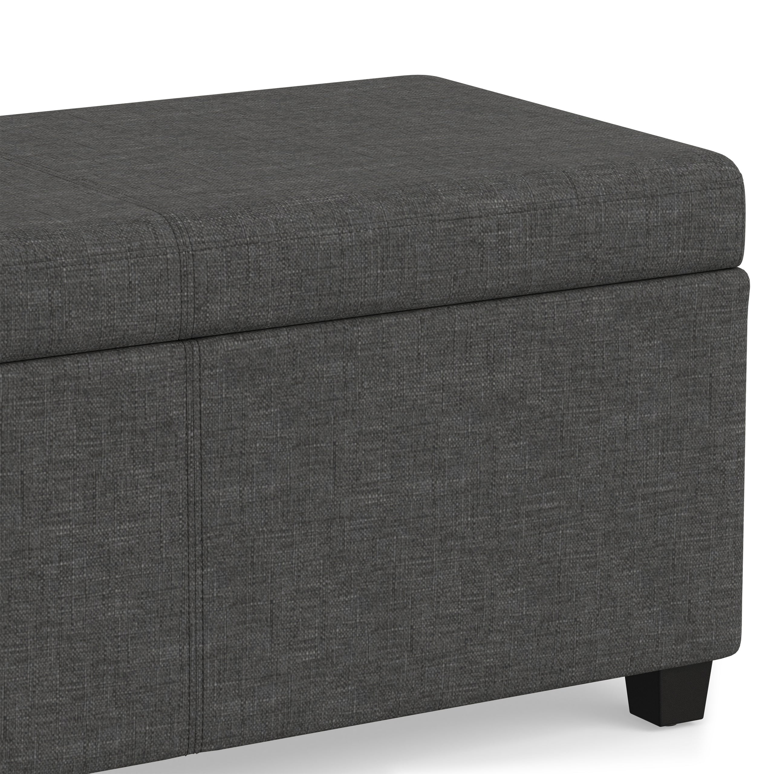 Slate Grey Linen Style Fabric | Avalon Extra Large Storage Ottoman in Linen