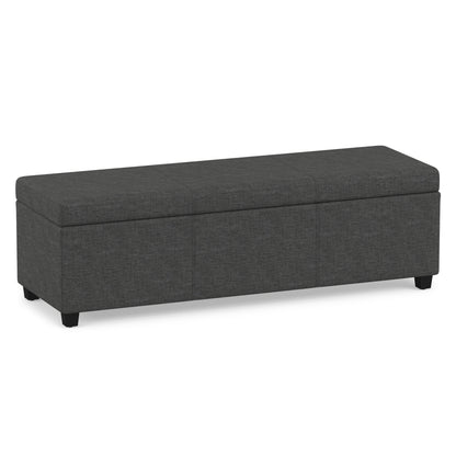 Slate Grey Linen Style Fabric | Avalon Extra Large Storage Ottoman in Linen