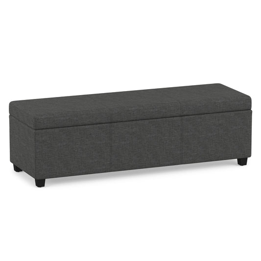 Slate Grey Linen Style Fabric | Avalon Extra Large Storage Ottoman in Linen