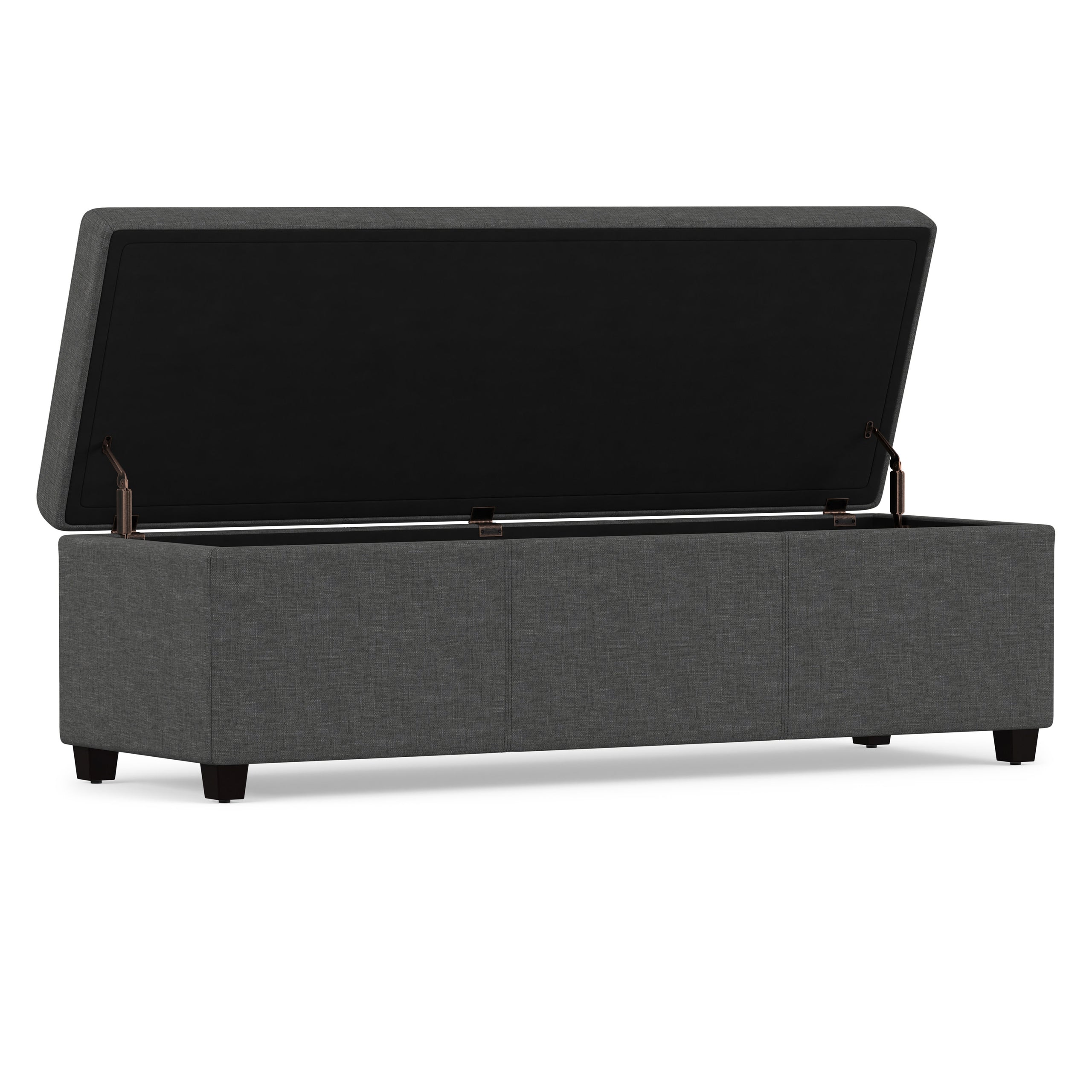 Slate Grey Linen Style Fabric | Avalon Extra Large Storage Ottoman in Linen