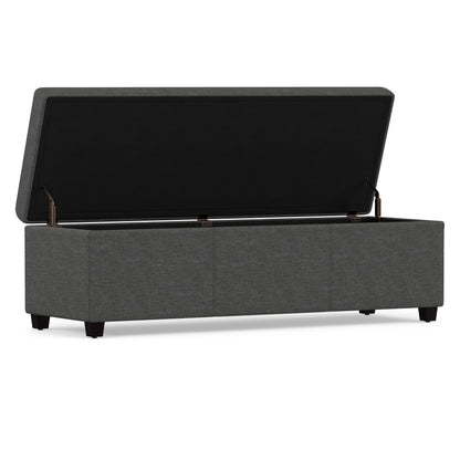 Slate Grey Linen Style Fabric | Avalon Extra Large Storage Ottoman in Linen
