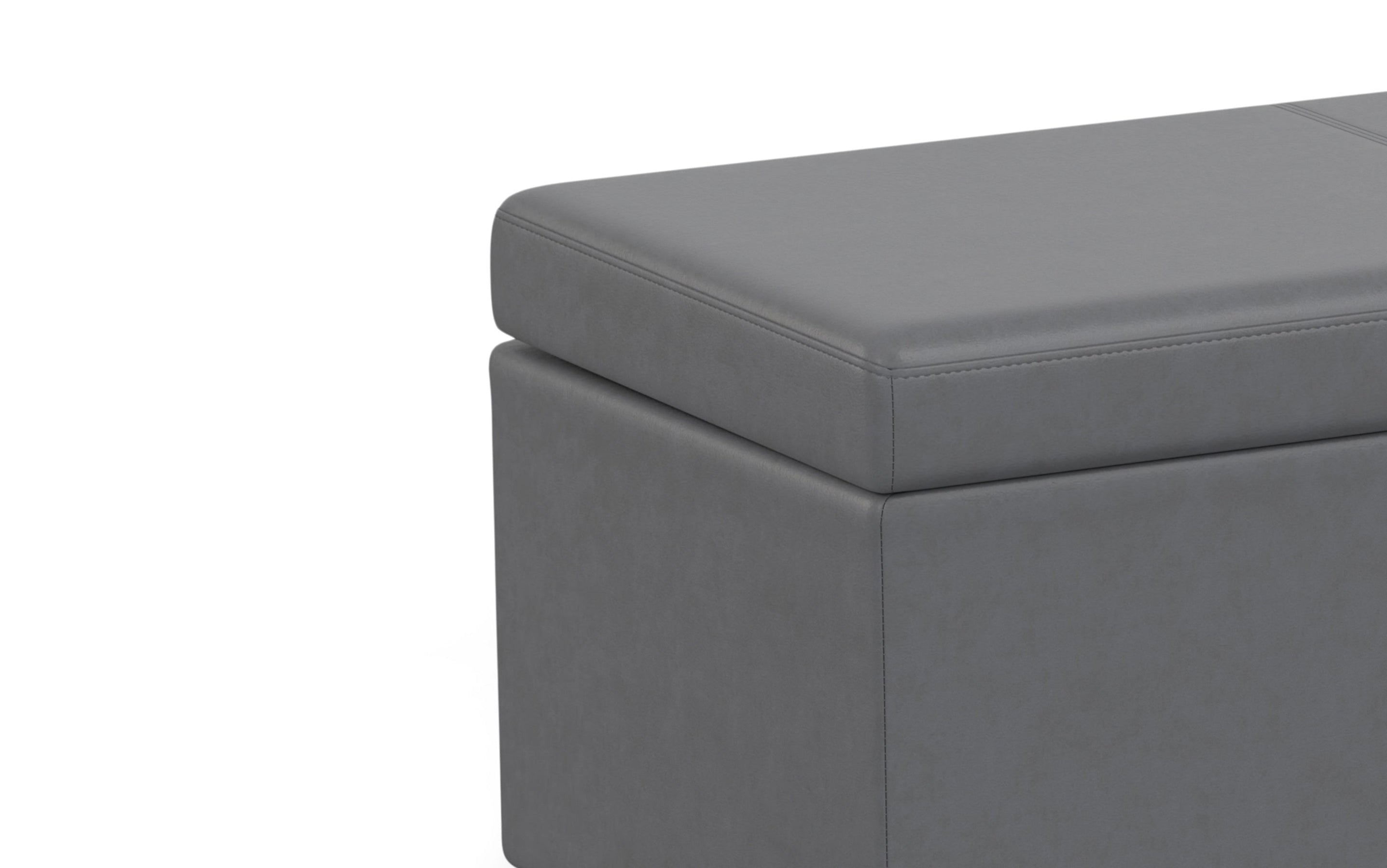 Stone Grey Vegan Leather | Avalon Extra Large Storage Ottoman Bench