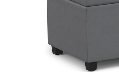 Stone Grey Vegan Leather | Avalon Extra Large Storage Ottoman Bench