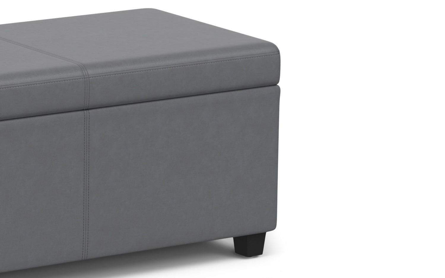 Stone Grey Vegan Leather | Avalon Extra Large Storage Ottoman Bench