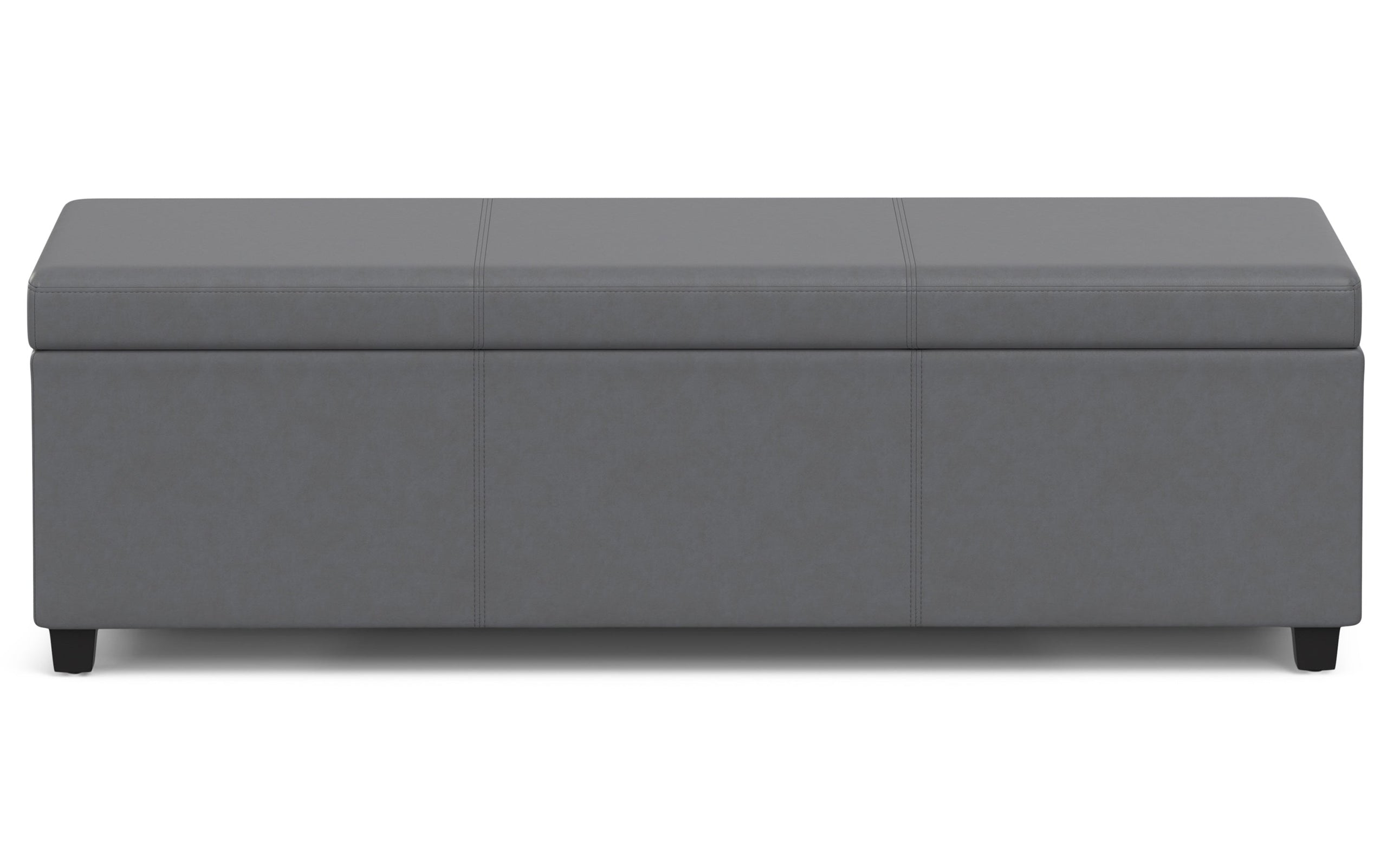Stone Grey Vegan Leather | Avalon Extra Large Storage Ottoman Bench