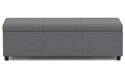 Stone Grey Vegan Leather | Avalon Extra Large Storage Ottoman Bench