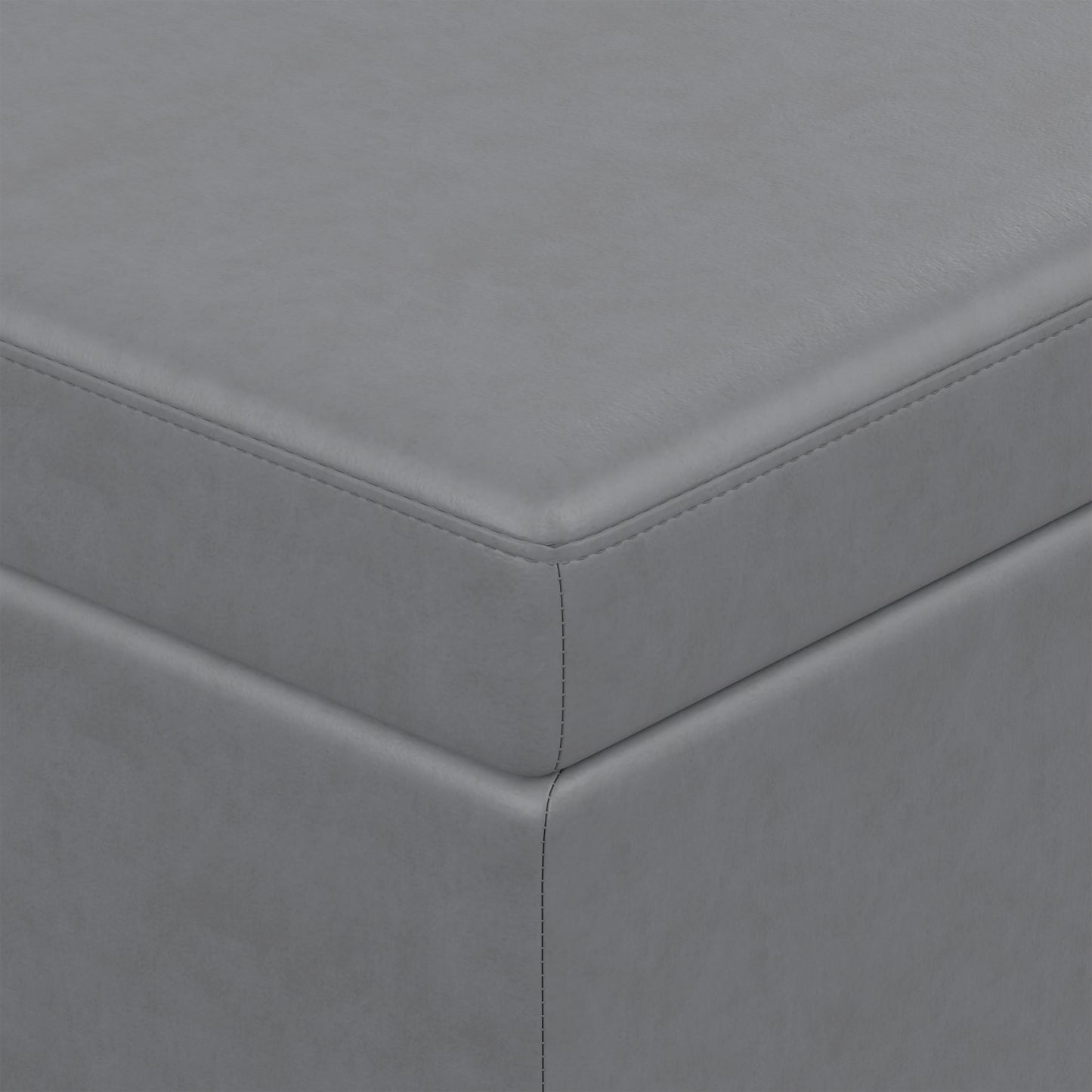 Stone Grey Vegan Leather | Avalon Extra Large Storage Ottoman in Vegan Leather