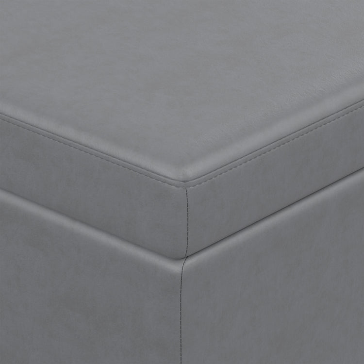 Stone Grey Vegan Leather | Avalon Extra Large Storage Ottoman in Vegan Leather
