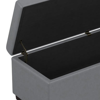 Stone Grey Vegan Leather | Avalon Extra Large Storage Ottoman in Vegan Leather