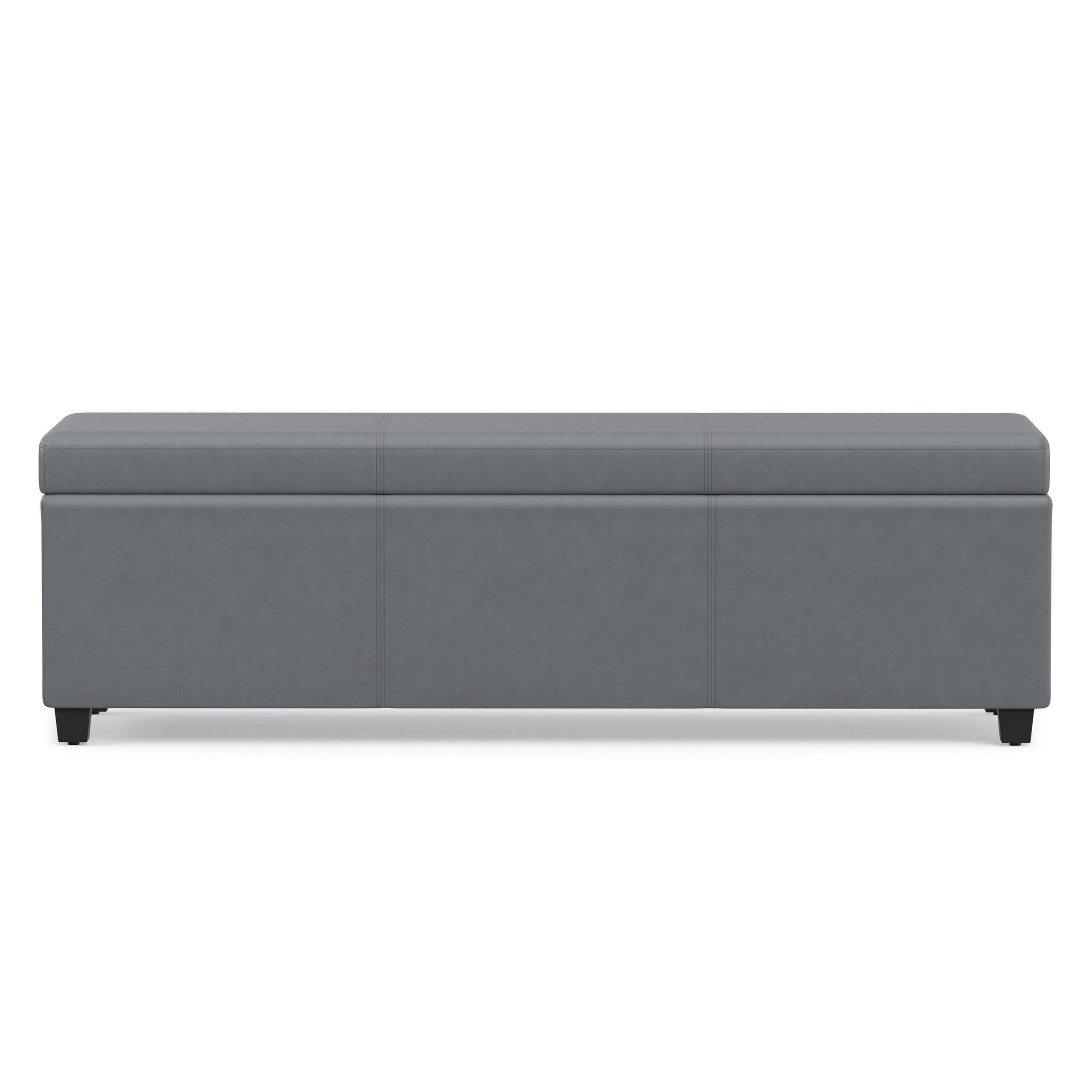 Stone Grey Vegan Leather | Avalon Extra Large Storage Ottoman in Vegan Leather