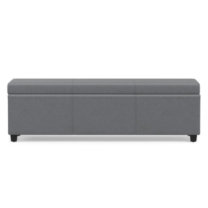 Stone Grey Vegan Leather | Avalon Extra Large Storage Ottoman in Vegan Leather