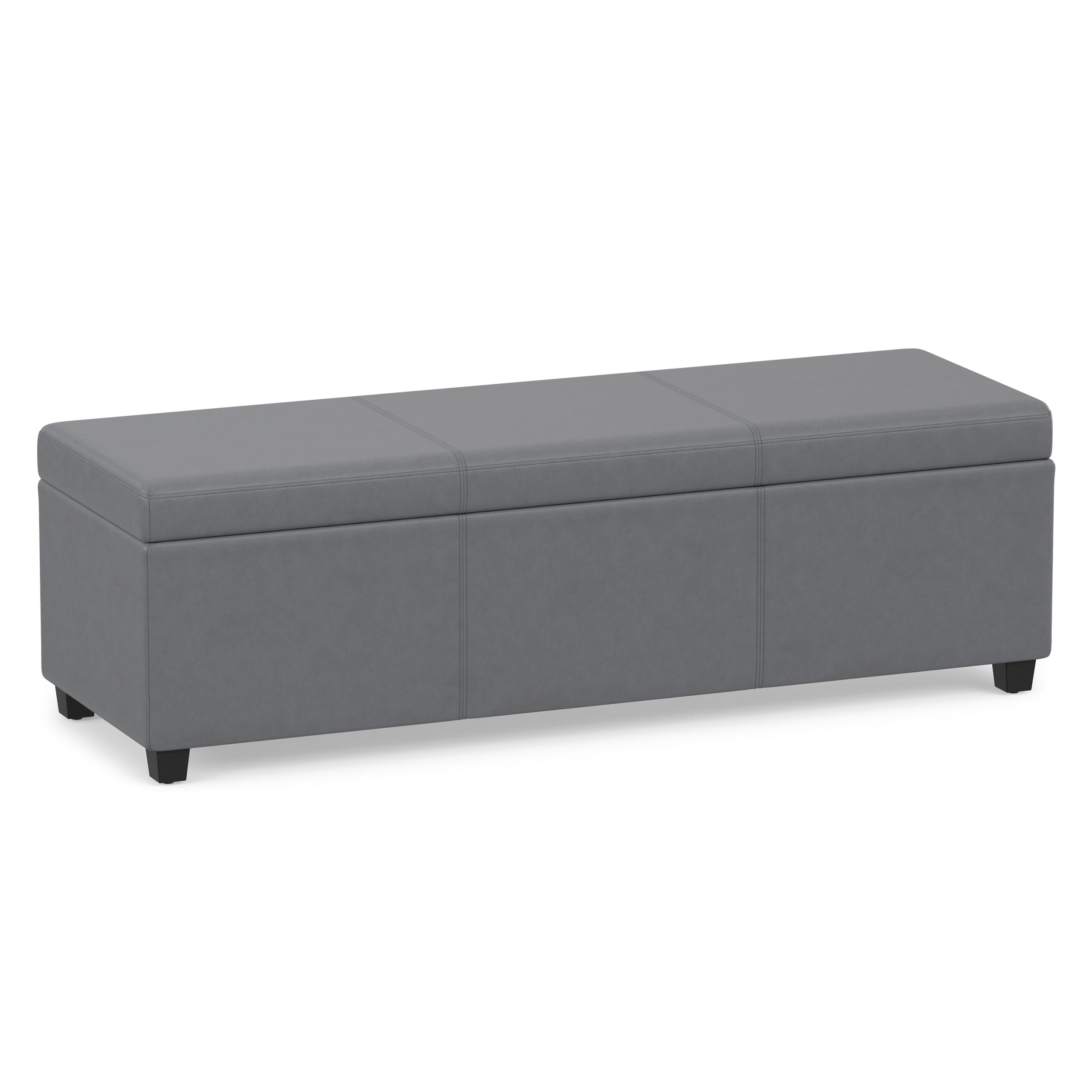Stone Grey Vegan Leather | Avalon Extra Large Storage Ottoman in Vegan Leather