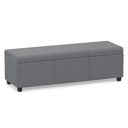 Stone Grey Vegan Leather | Avalon Extra Large Storage Ottoman in Vegan Leather