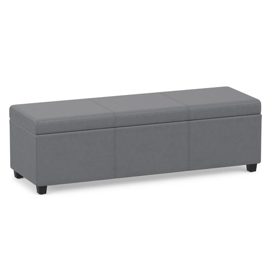 Stone Grey Vegan Leather | Avalon Extra Large Storage Ottoman in Vegan Leather