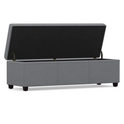 Stone Grey Vegan Leather | Avalon Extra Large Storage Ottoman in Vegan Leather