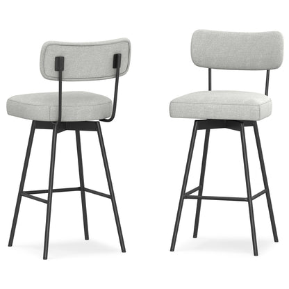 Light Grey Linen Style Fabric | Giselle Swivel Bar Stool (Set of 2)
