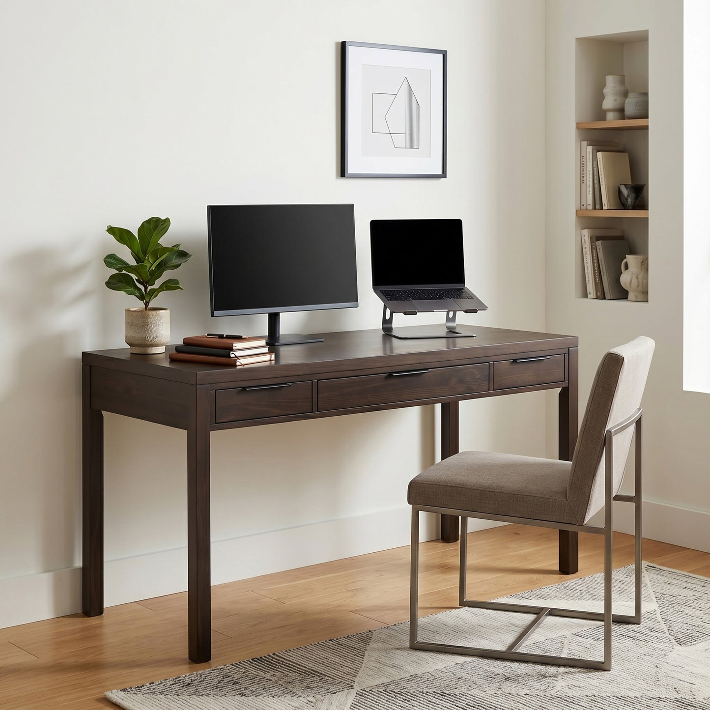 Warm Walnut Brown | Hollander Solid Wood Wide Console Table