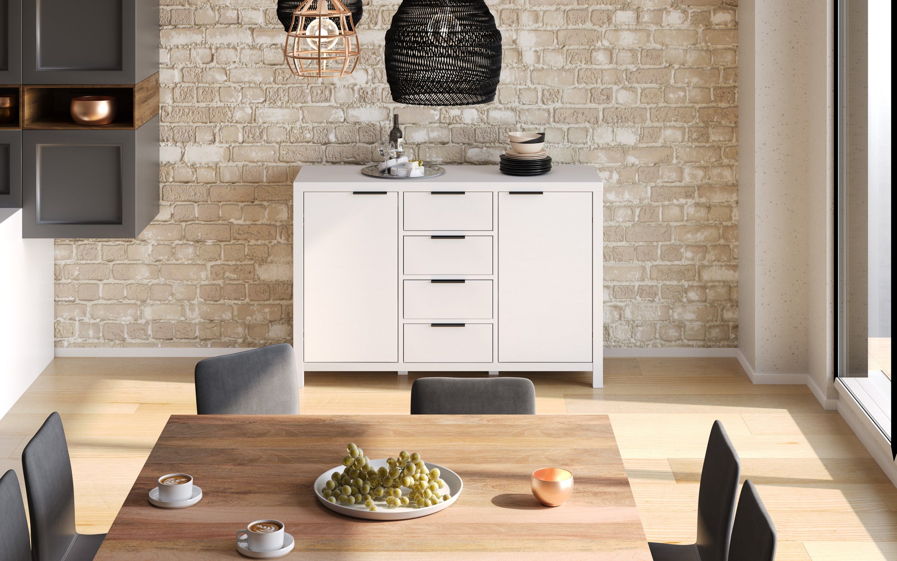 White | Hollander Solid Wood Sideboard Buffet