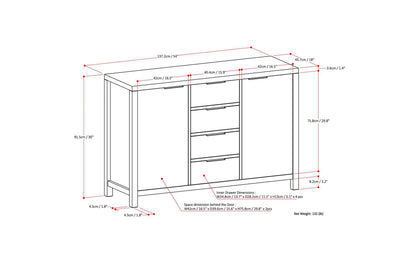 Warm Walnut Brown | Hollander Solid Wood Sideboard Buffet