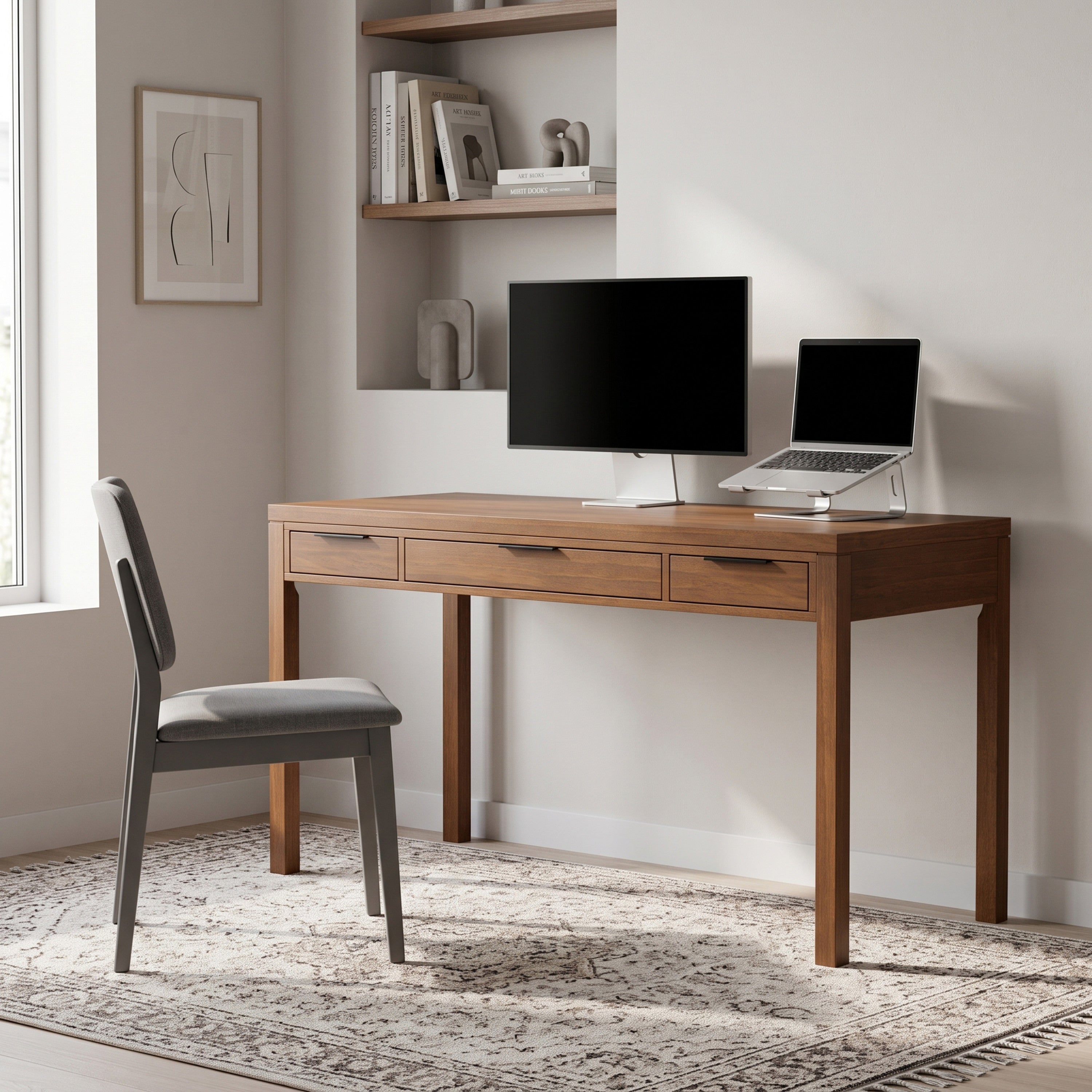 Large Solid Wood Desk | Hollander Large Office Desk – Simpli Home