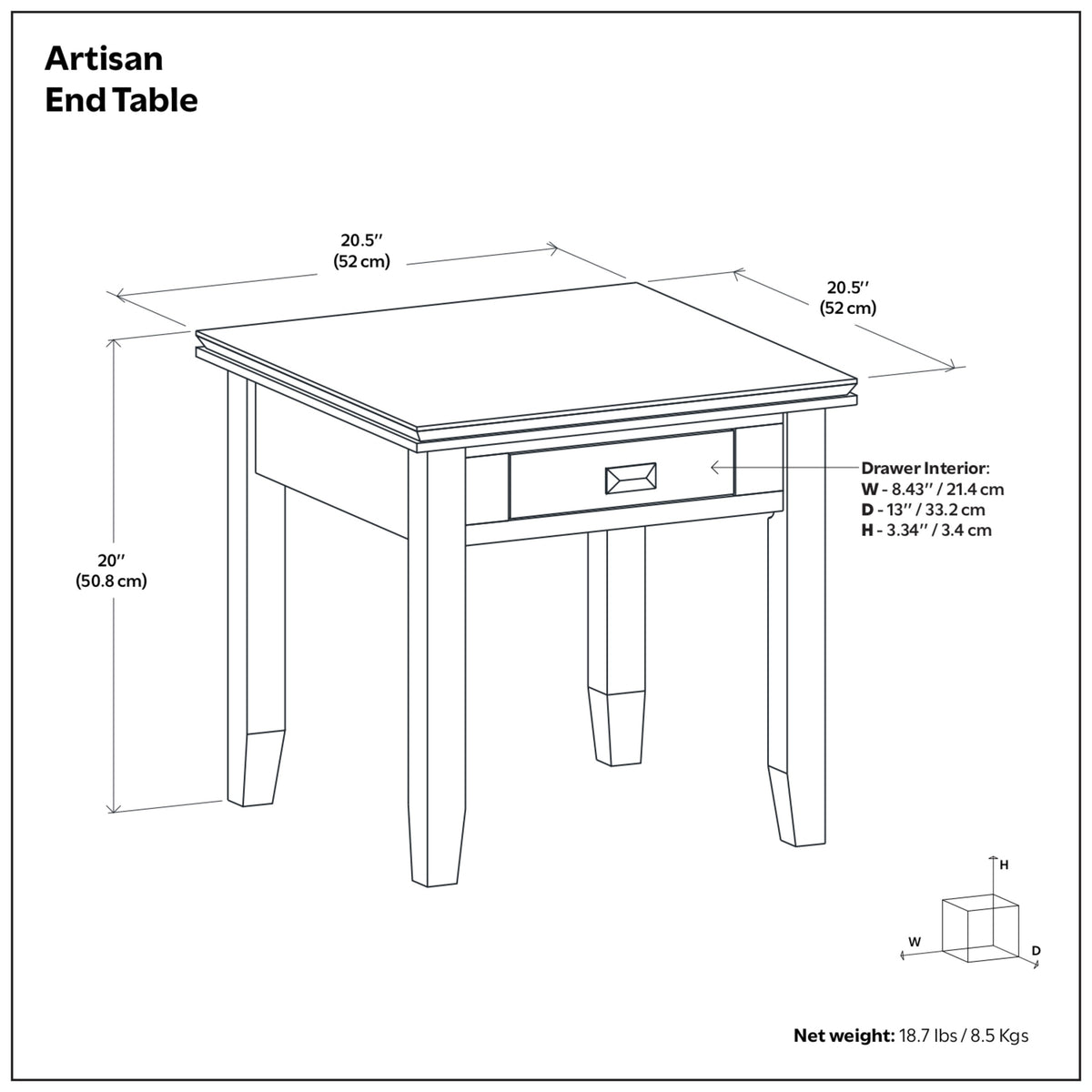 Light Golden Brown | Artisan End Table