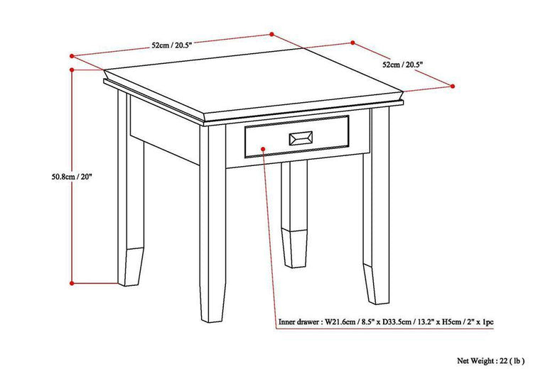 Light Golden Brown | Artisan End Side Table