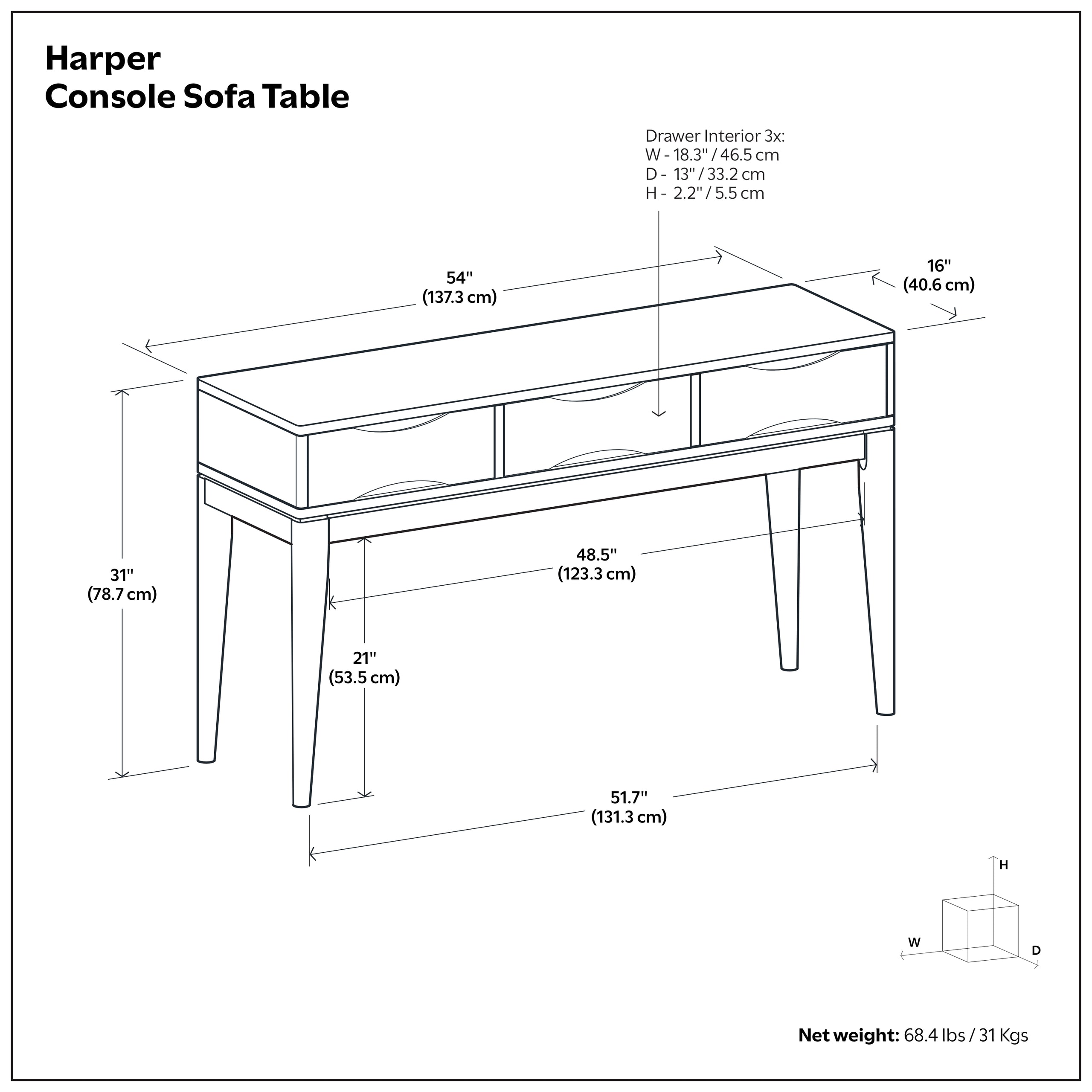 Teak Brown | Harper Console Sofa Table