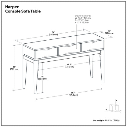 Teak Brown | Harper Console Sofa Table