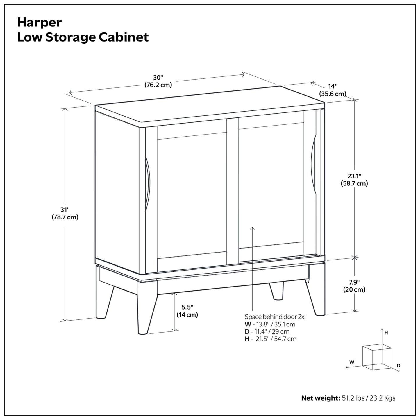 White | Harper Low Storage Cabinet