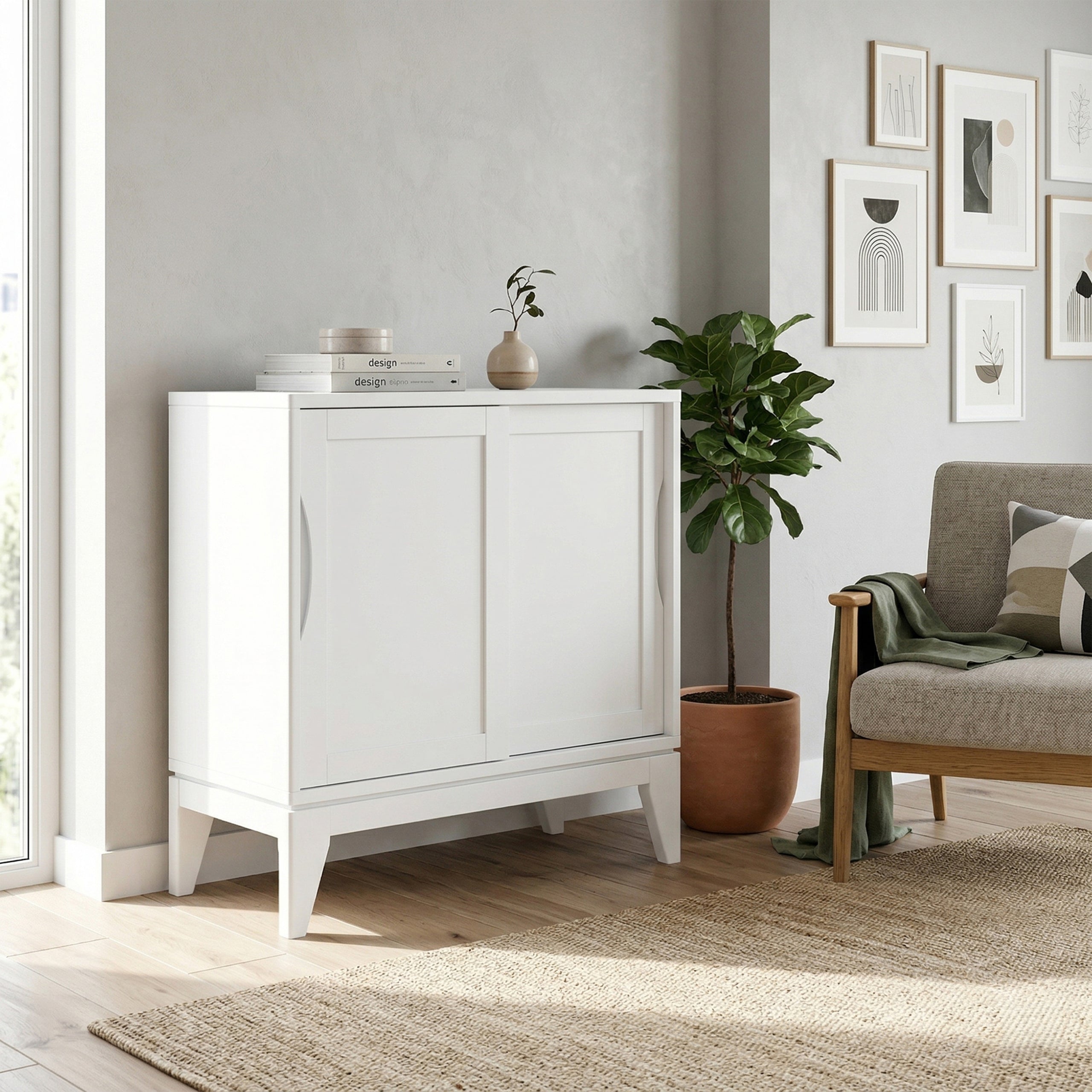 White | Harper Low Storage Cabinet