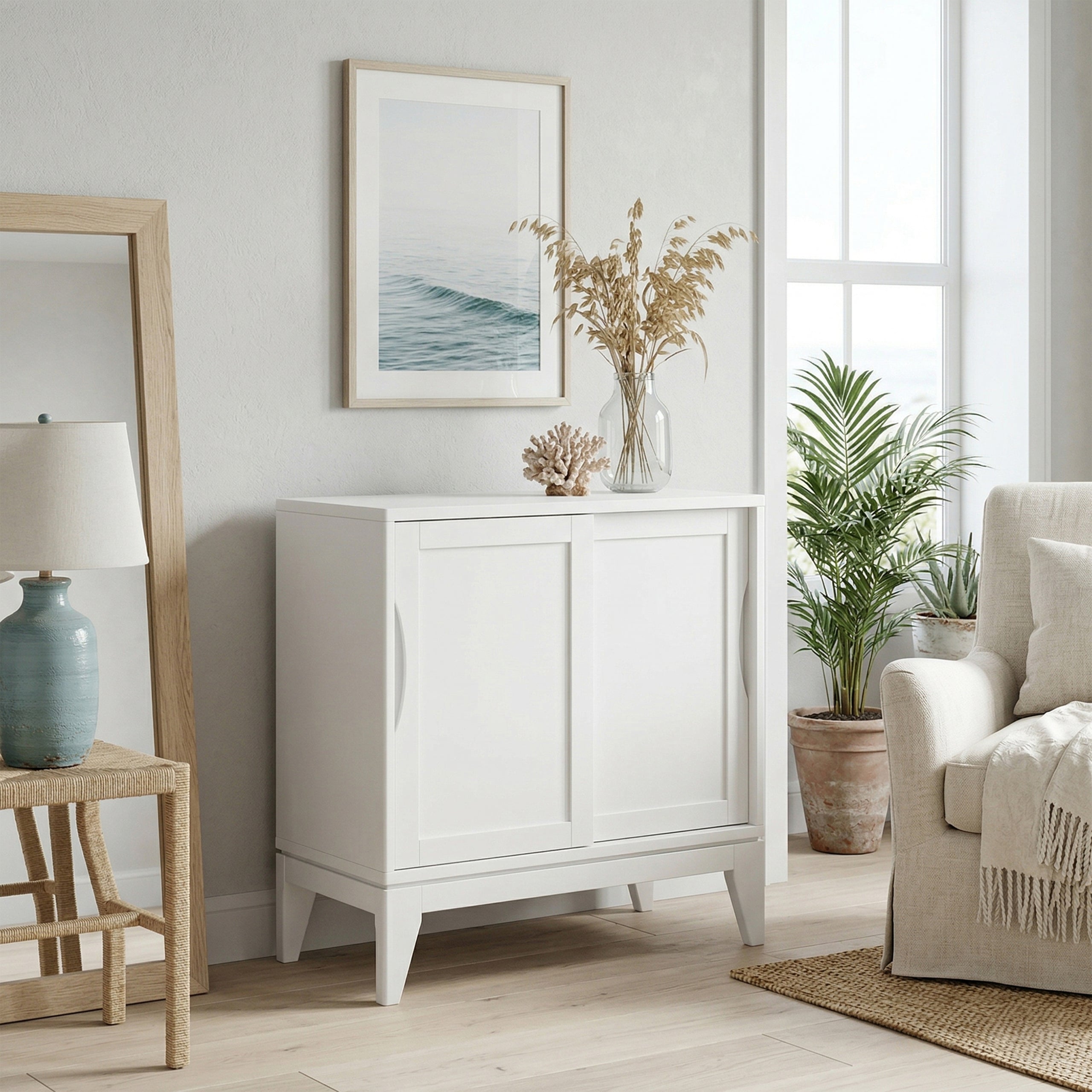 White | Harper Low Storage Cabinet