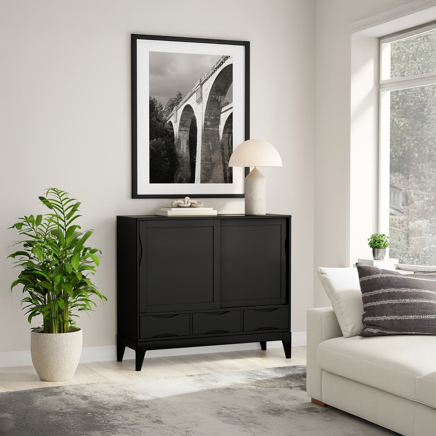 Black| Harper 48 inch Medium Storage Cabinet