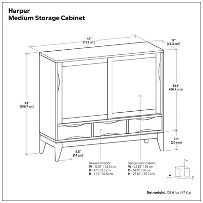Teak Brown | Harper 48 inch Medium Storage Cabinet