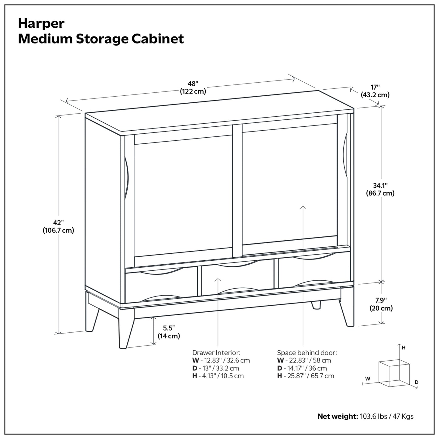White | Harper Medium Storage Cabinet