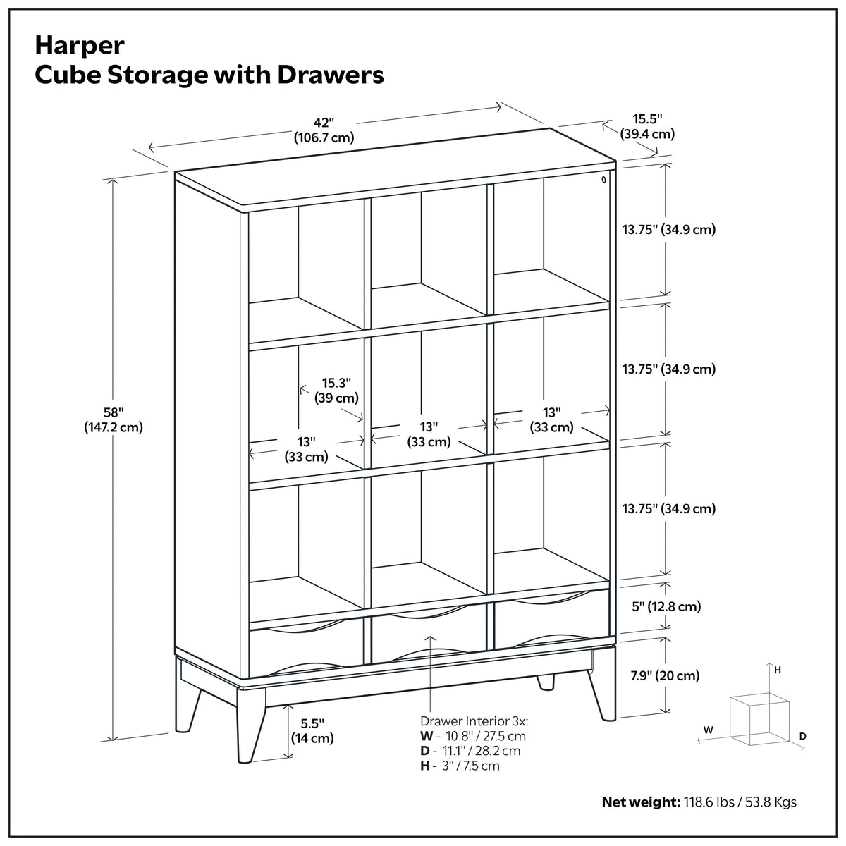 Teak Brown | Harper Cube Bookcase