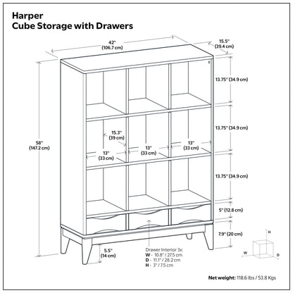 Teak Brown | Harper Cube Bookcase